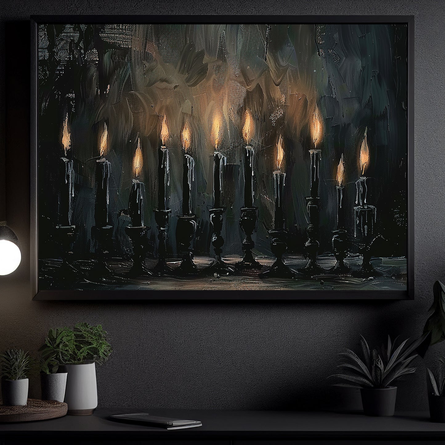 Echoes Of Light, Candle Canvas Painting, Spooky Season Wall Art Decor, Halloween Poster Gift For Candle Lovers