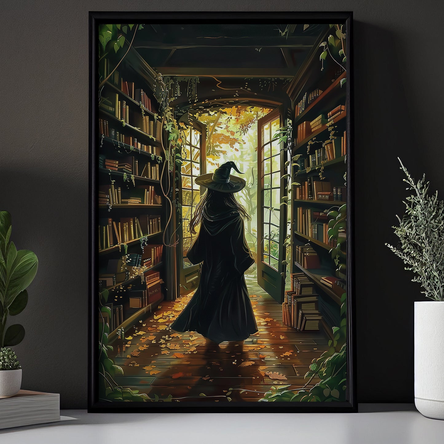 The Witch's Study, Witches Canvas Painting, Spooky Season Wall Art Decor, Halloween Poster Gift For Witch And Book Lovers