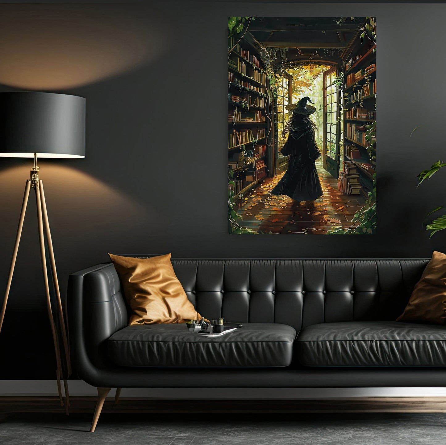 The Witch's Study, Witches Canvas Painting, Spooky Season Wall Art Decor, Halloween Poster Gift For Witch And Book Lovers