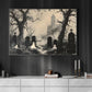 Haunting At Dusk, Ghost Canvas Painting, Spooky Season Wall Art Decor, Halloween Poster Gift For Ghost Lovers