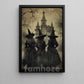 Halloween Three Witches Canvas Painting, Three Witches Convene By The Haunted Castle Wall Art Decor, Spooky Season Poster Gift For Witch Lover