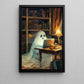 Midnight Musings, Ghost Canvas Painting, Spooky Season Wall Art Decor, Halloween Poster Gift For Ghost Lovers
