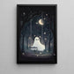 Midnight Sparkles, Ghost Canvas Painting, Spooky Season Wall Art Decor, Halloween Poster Gift For Ghost Lovers