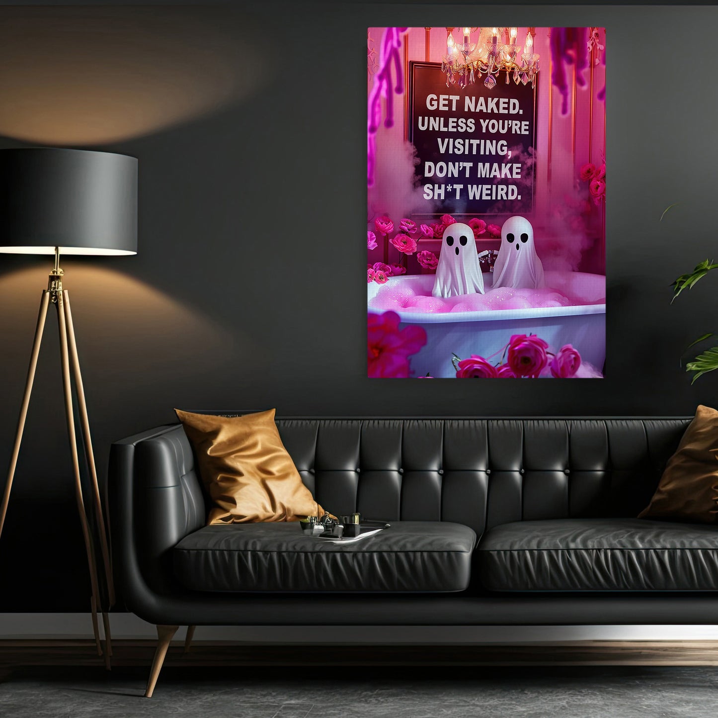 Spooky Spa Day, Ghost Canvas Painting, Spooky Season Wall Art Decor, Halloween Poster Gift For Ghost Lovers