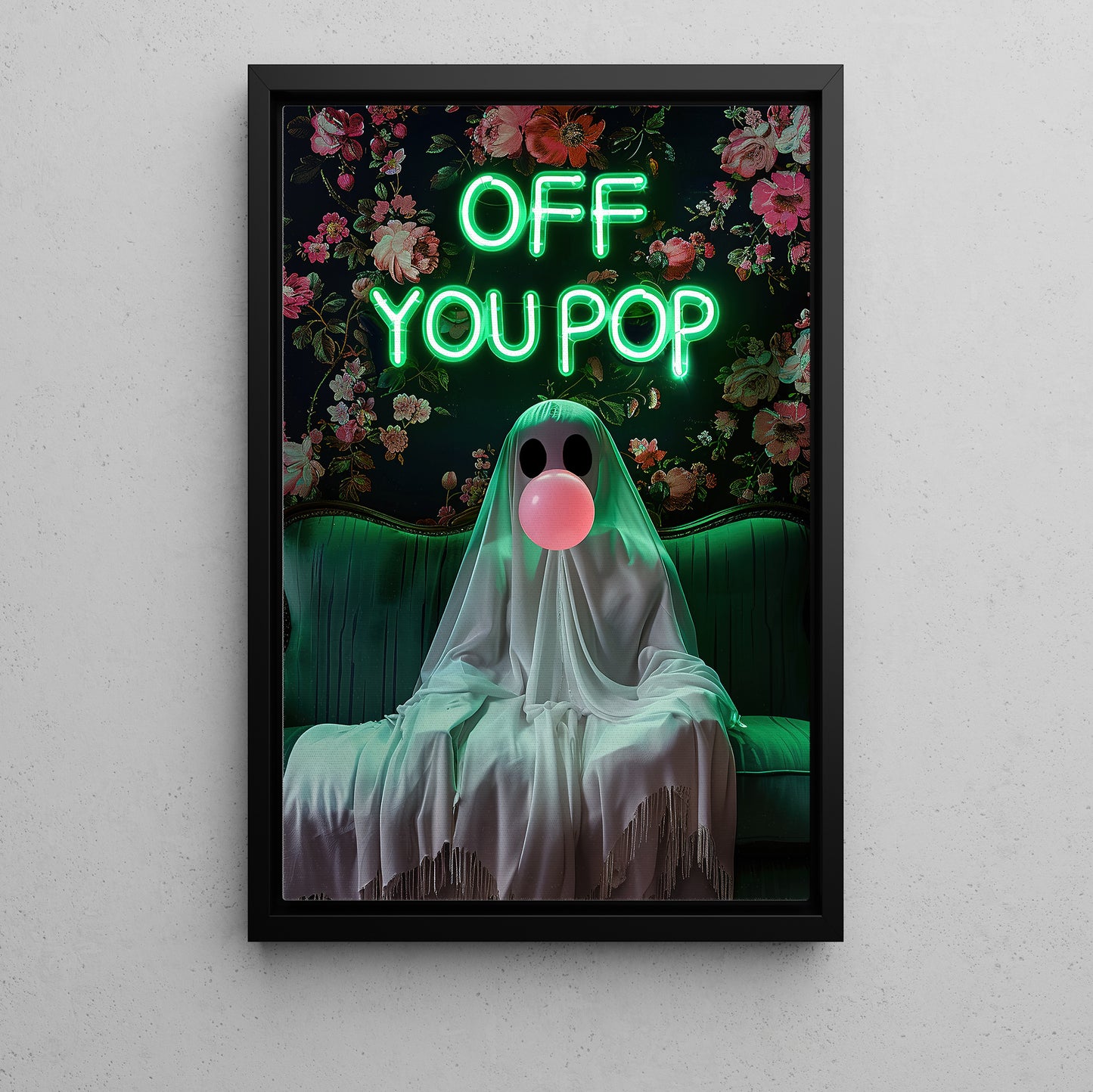 Off You Pop, Ghost Canvas Painting, Spooky Season Wall Art Decor, Halloween Poster Gift For Ghost Lovers