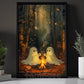 Cute Halloween Boo Canvas Painting, Ghost Couple Roasting Marshmallows Wall Art Decor, Spooky Season Poster Gift For Ghost Lovers