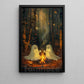 Cute Halloween Boo Canvas Painting, Ghost Couple Roasting Marshmallows Wall Art Decor, Spooky Season Poster Gift For Ghost Lovers