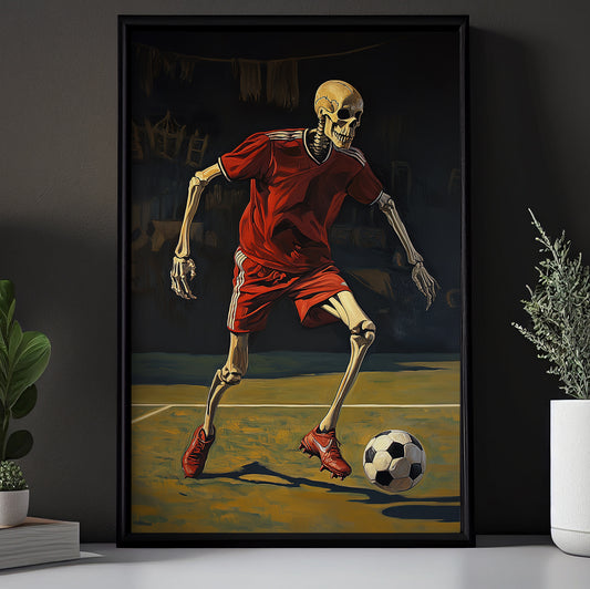 Skeleton Soccer, Soccer Canvas Painting, Spooky Season Wall Art Decor, Halloween Poster Gift For Soccer Lovers, Soccer Boys