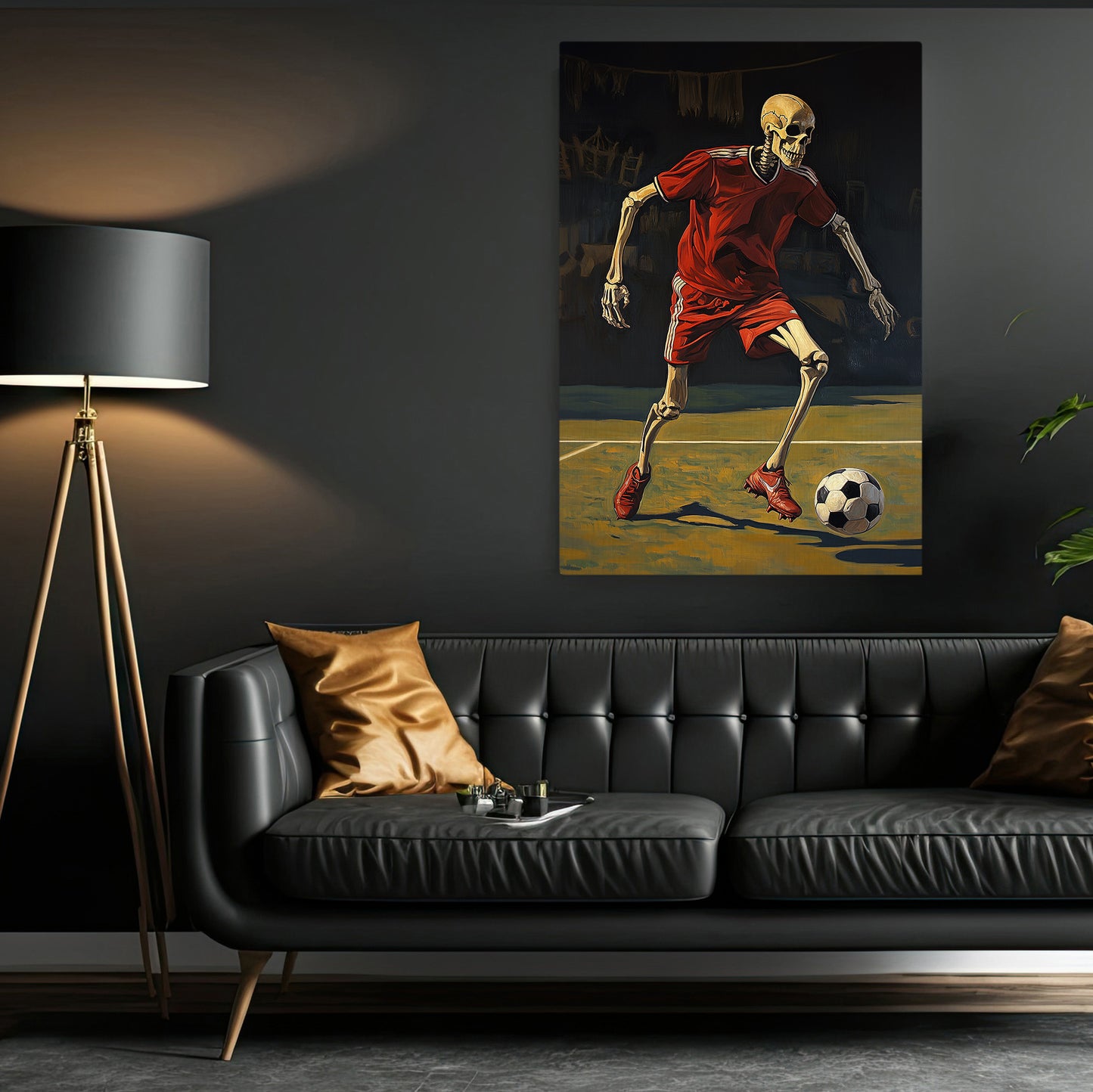 Skeleton Soccer, Soccer Canvas Painting, Spooky Season Wall Art Decor, Halloween Poster Gift For Soccer Lovers, Soccer Boys