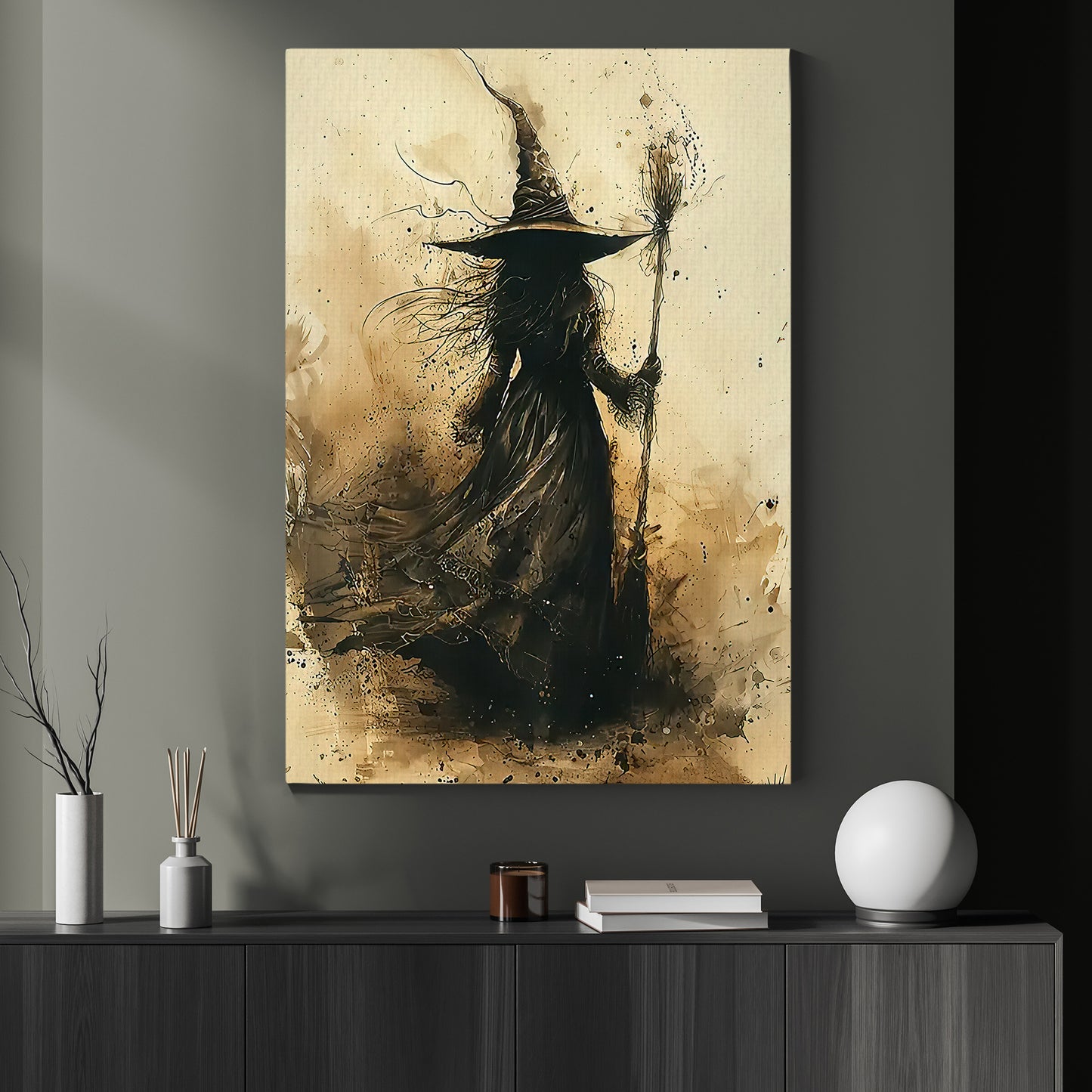 Windswept Witch, Witches Canvas Painting, Spooky Season Wall Art Decor, Halloween Poster Gift For Witch Lovers