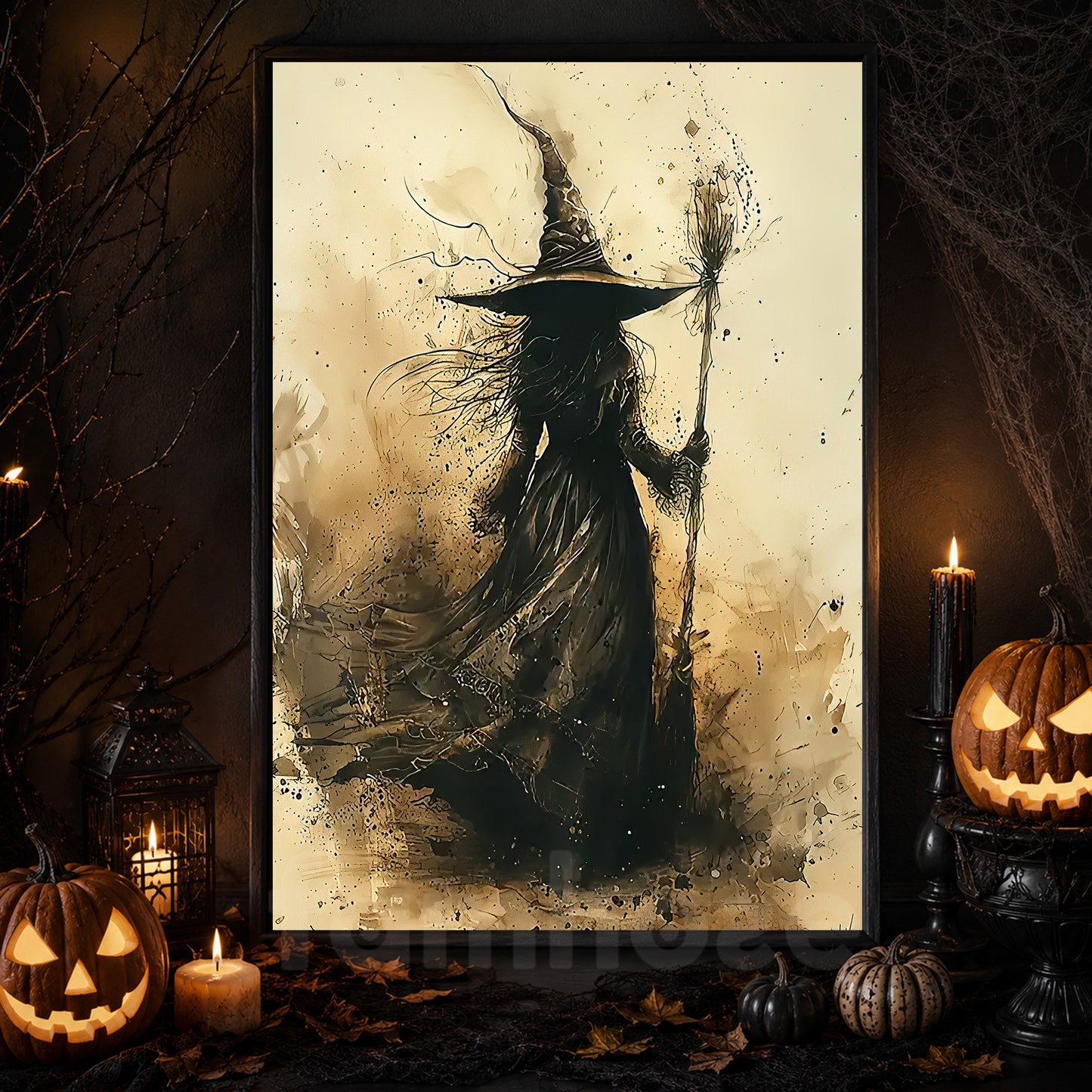 Windswept Witch, Witches Canvas Painting, Spooky Season Wall Art Decor, Halloween Poster Gift For Witch Lovers