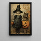 The Witch And Her Feline Friend, Witches Canvas Painting, Spooky Season Wall Art Decor, Halloween Poster Gift For Witch Cat Lovers