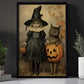 The Witch And Her Feline Friend, Witches Canvas Painting, Spooky Season Wall Art Decor, Halloween Poster Gift For Witch Cat Lovers