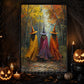Witches' Autumn Stroll, Witches Canvas Painting, Spooky Season Wall Art Decor, Halloween Poster Gift For Witch Lovers