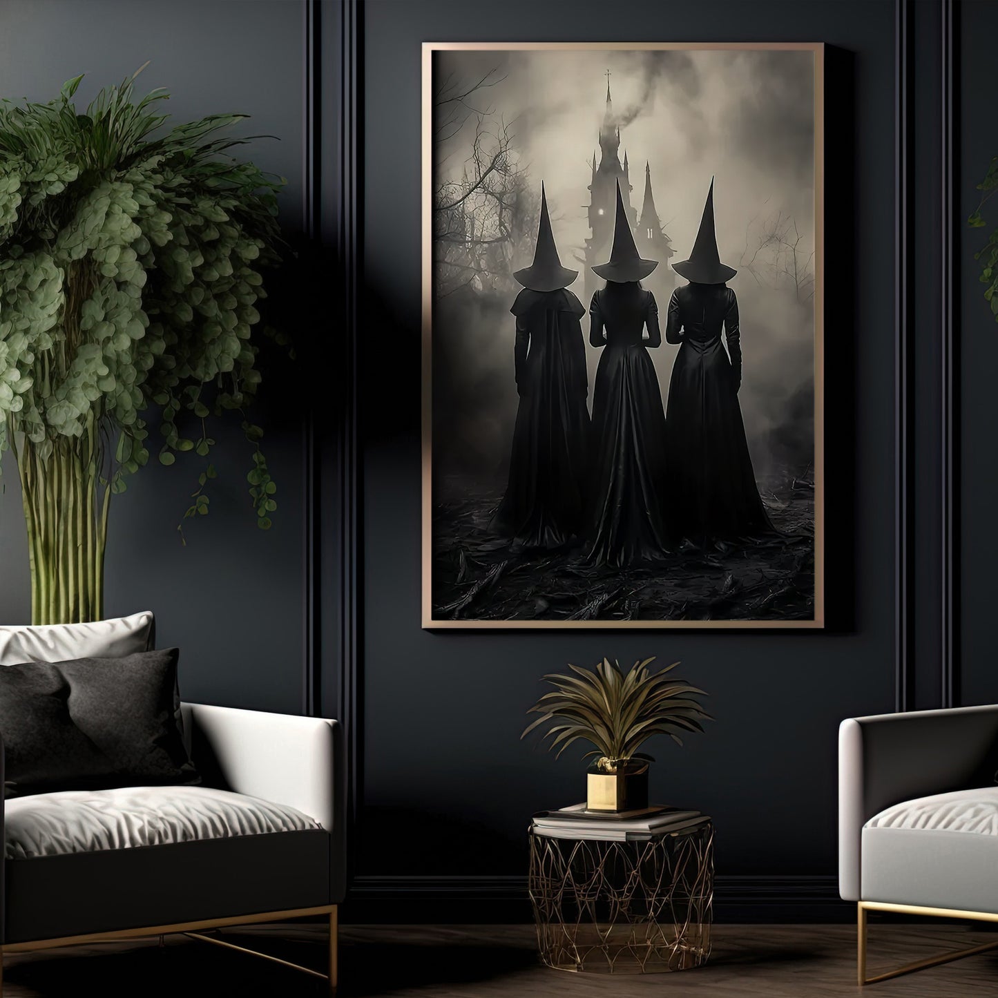 The Coven's Return, Witches Canvas Painting, Spooky Season Wall Art Decor, Halloween Poster Gift For Witch Lovers