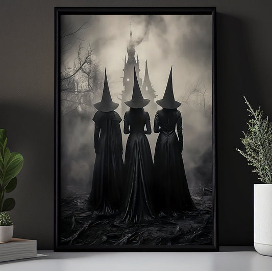 The Coven's Return, Witches Canvas Painting, Spooky Season Wall Art Decor, Halloween Poster Gift For Witch Lovers