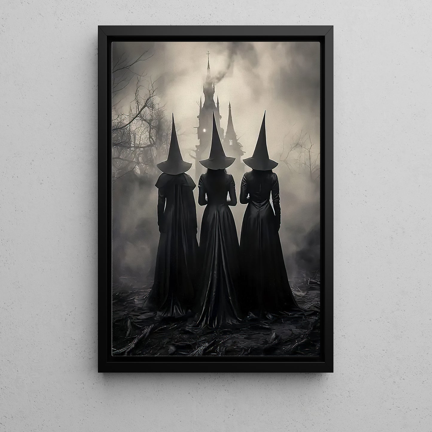 The Coven's Return, Witches Canvas Painting, Spooky Season Wall Art Decor, Halloween Poster Gift For Witch Lovers
