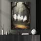 Ghostly Swing Set, Ghost Canvas Painting, Spooky Season Wall Art Decor, Halloween Poster Gift For Ghost Lovers