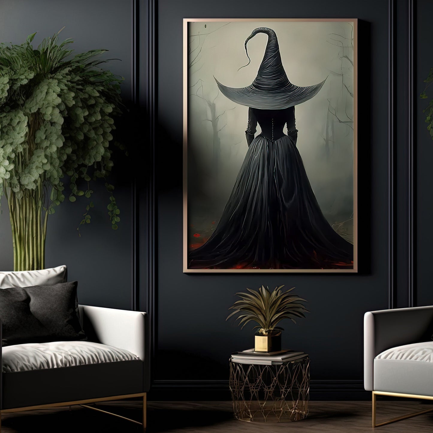 The Enigmatic Witch, Witches Canvas Painting, Spooky Season Wall Art Decor, Halloween Poster Gift For Witch Lovers