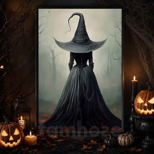 The Enigmatic Witch, Witches Canvas Painting, Spooky Season Wall Art Decor, Halloween Poster Gift For Witch Lovers