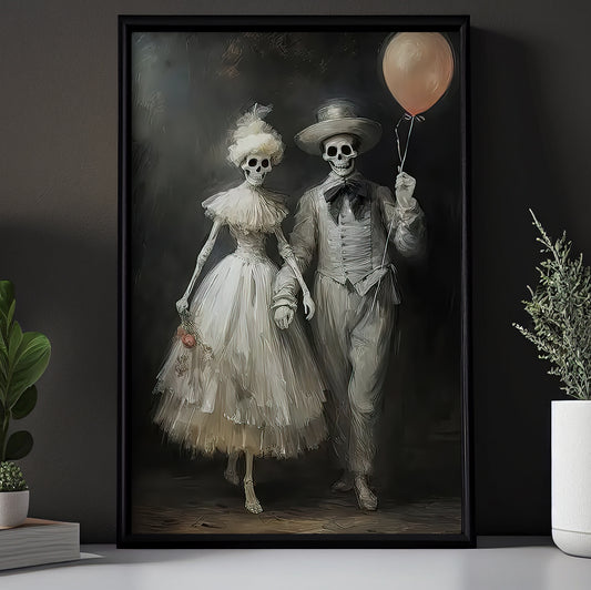 Balloon Of The Afterlife, Couple Canvas Painting, Spooky Season Wall Art Decor, Halloween Poster Gift For Skull Lovers