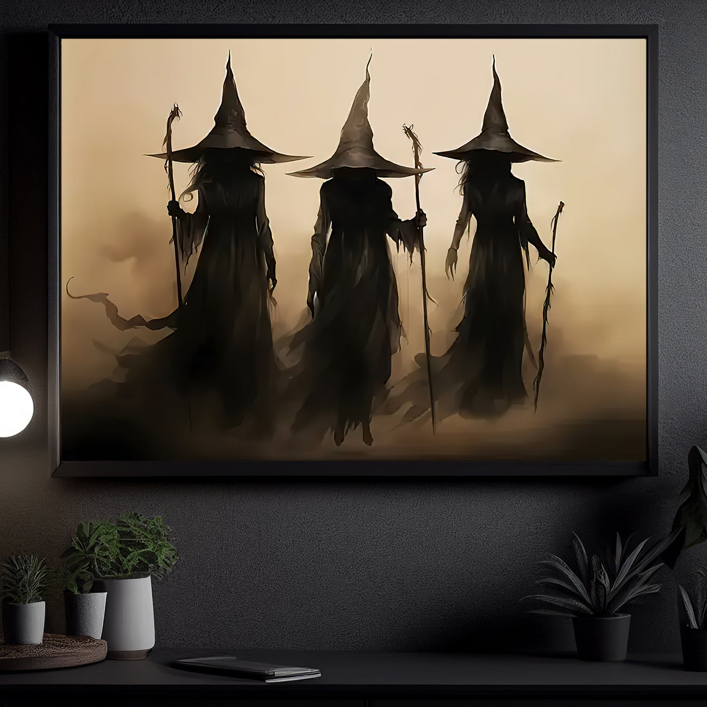 Shadows Of The Mist, Witch Canvas Painting, Spooky Season Wall Art Decor, Halloween Poster Gift For Witch Lovers