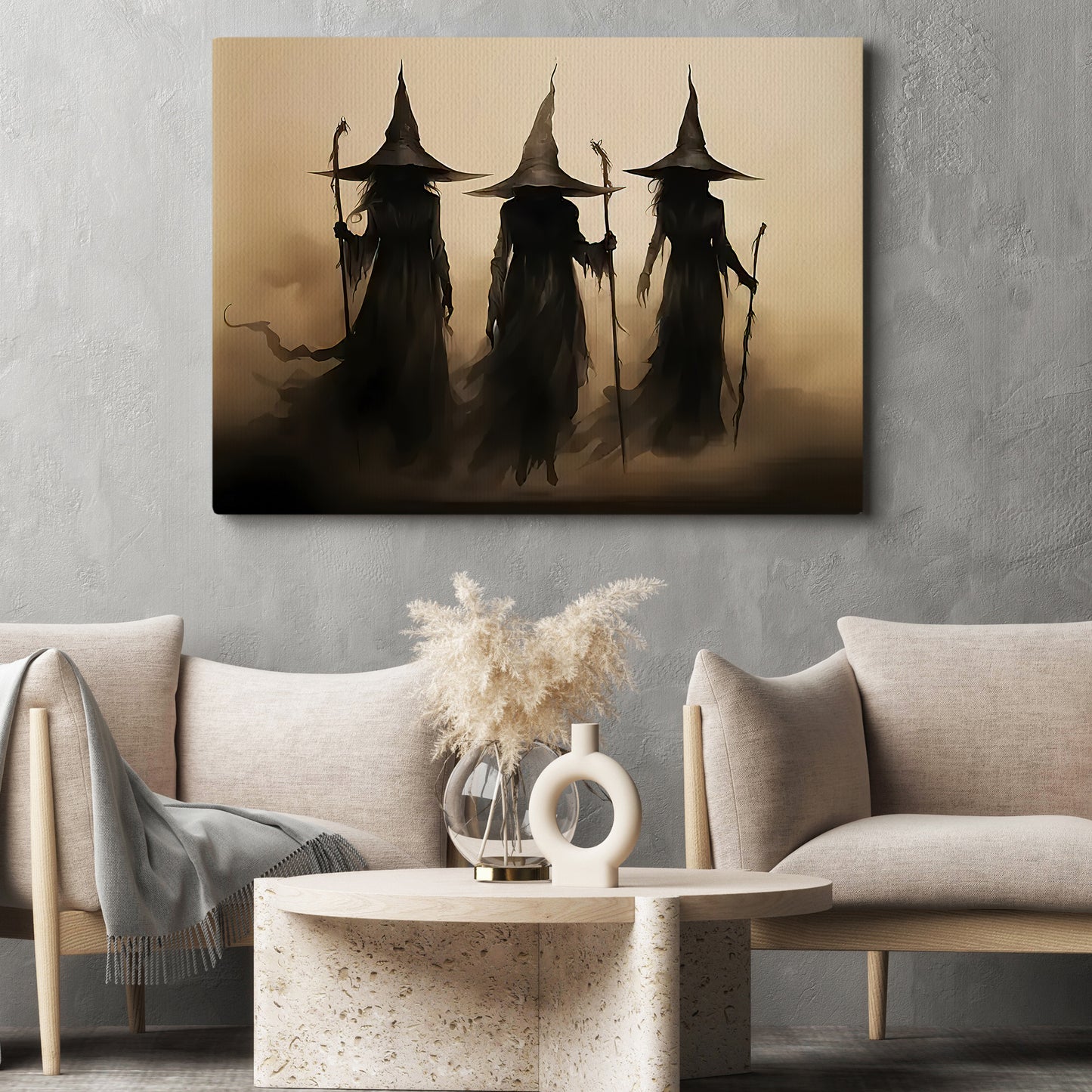 Shadows Of The Mist, Witch Canvas Painting, Spooky Season Wall Art Decor, Halloween Poster Gift For Witch Lovers