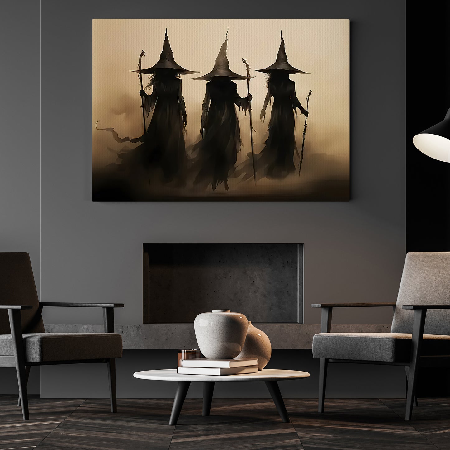 Shadows Of The Mist, Witch Canvas Painting, Spooky Season Wall Art Decor, Halloween Poster Gift For Witch Lovers