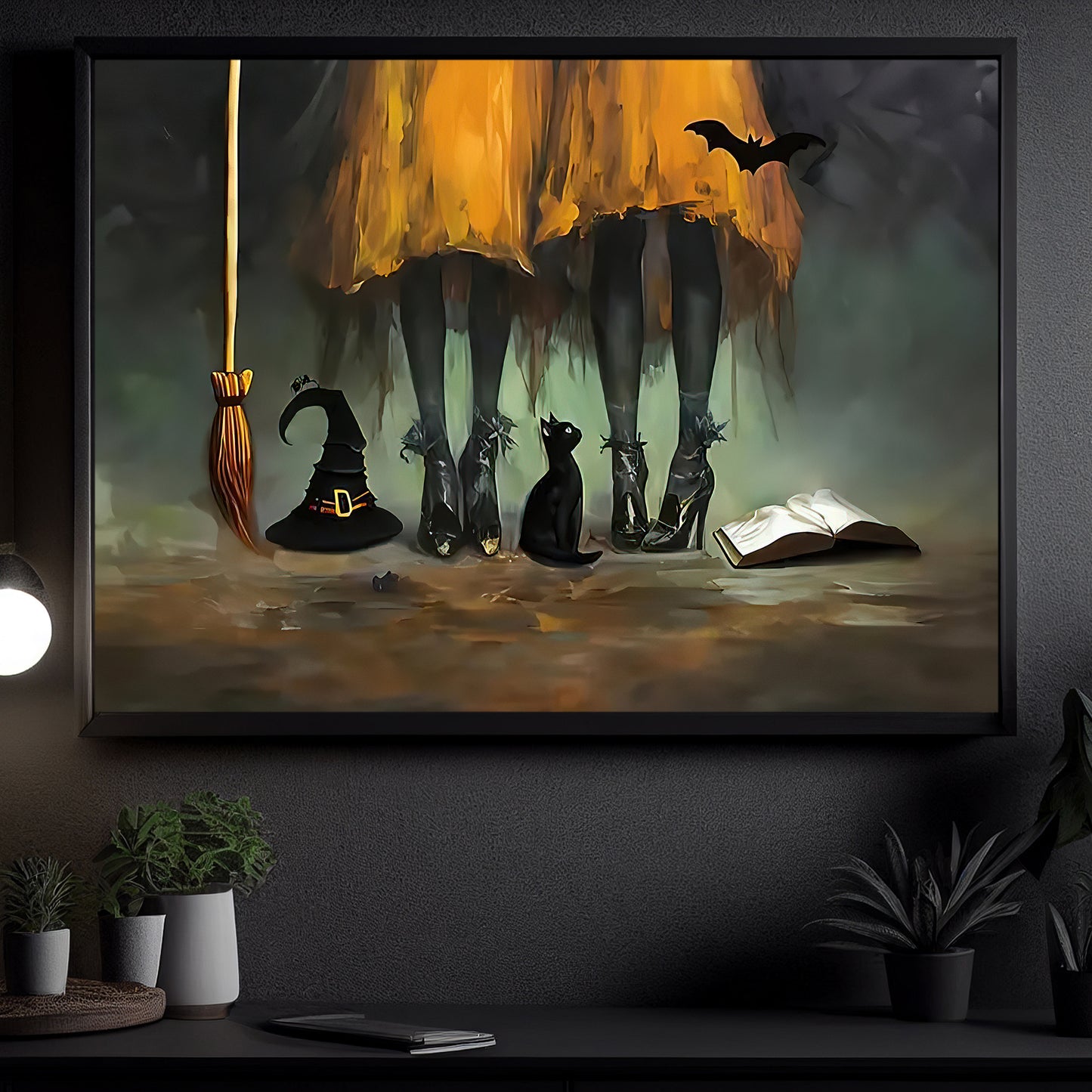 Witch, Cats And Secrets Of The Night, Witch Canvas Painting, Spooky Season Wall Art Decor, Halloween Poster Gift