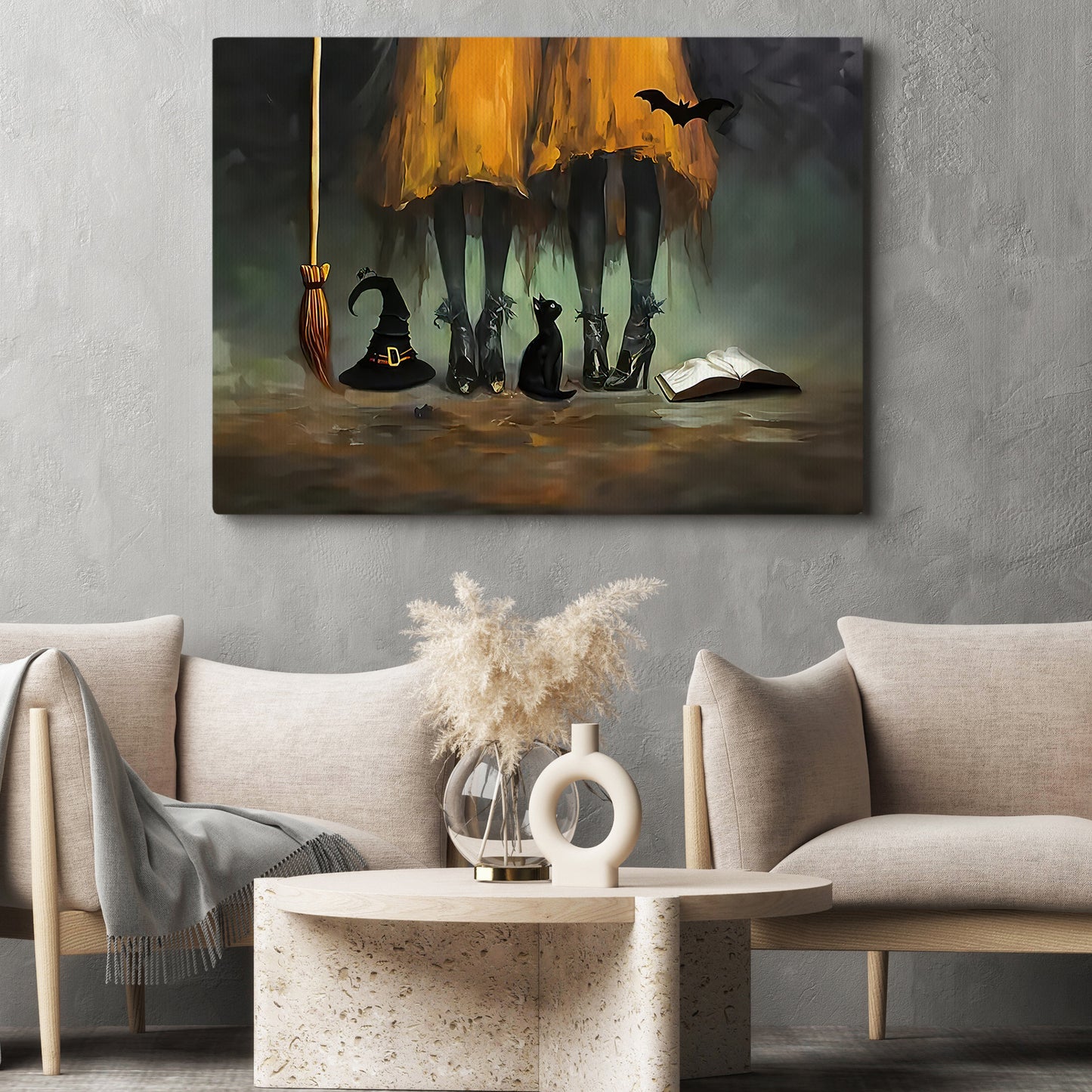 Witch, Cats And Secrets Of The Night, Witch Canvas Painting, Spooky Season Wall Art Decor, Halloween Poster Gift