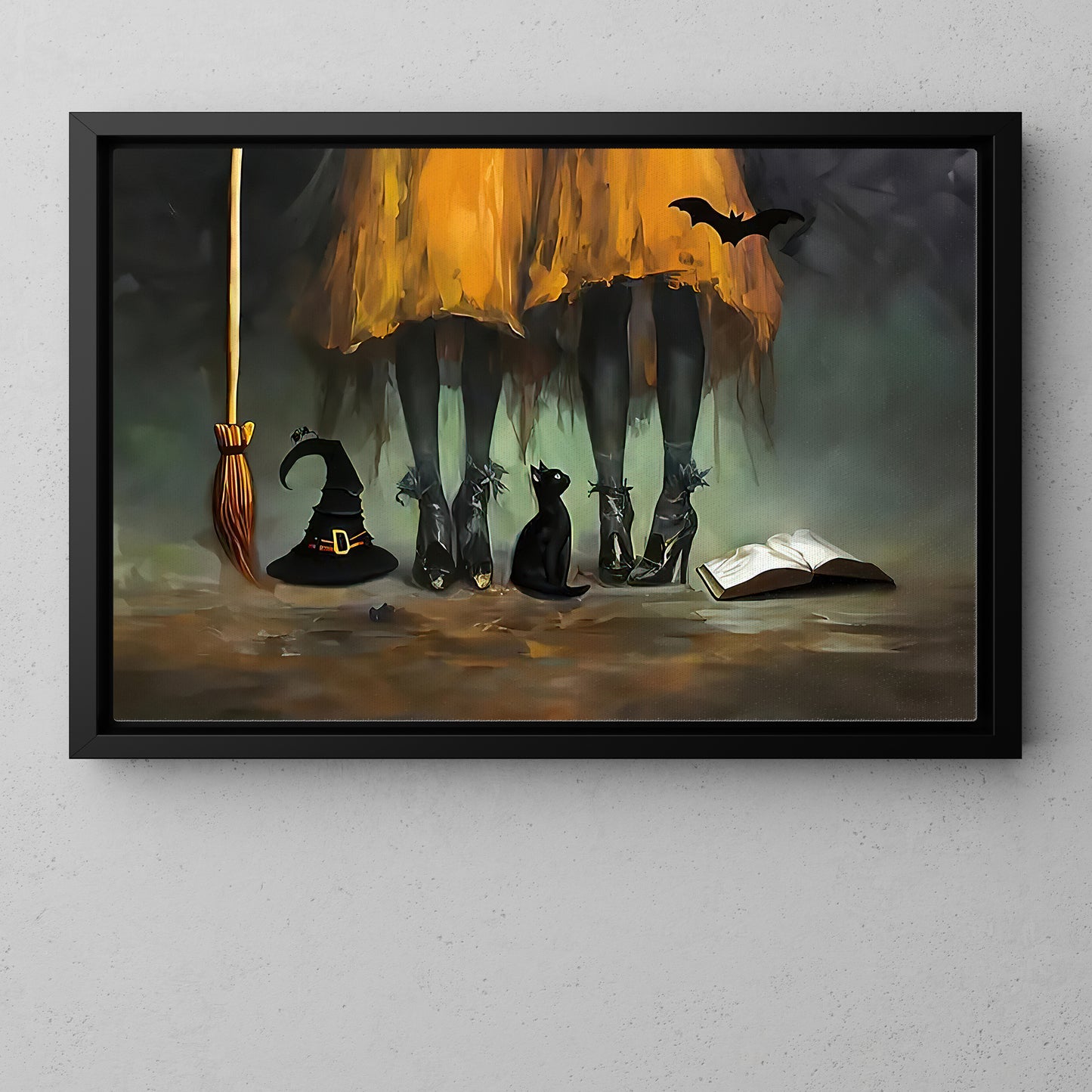 Witch, Cats And Secrets Of The Night, Witch Canvas Painting, Spooky Season Wall Art Decor, Halloween Poster Gift