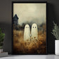 Haunted Companions, Ghost Canvas Painting, Spooky Season Wall Art Decor, Halloween Poster Gift For Ghost Lovers