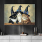 Spells and Whiskers, Cat Witch Canvas Painting, Spooky Season Wall Art Decor, Halloween Poster Gift For Cat Lovers