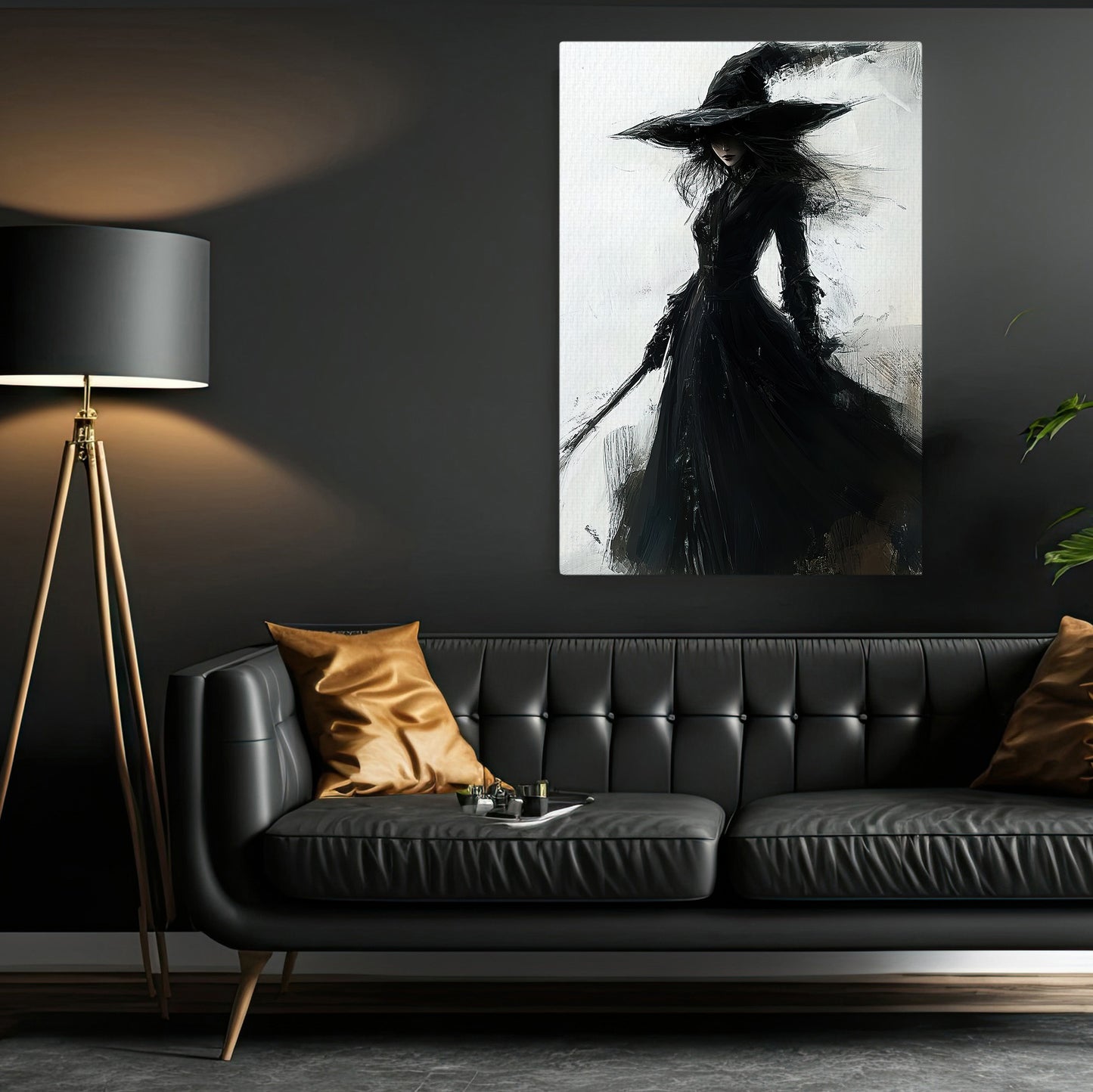 Silent Shadows, Witches Canvas Painting, Spooky Season Wall Art Decor, Halloween Poster Gift For Witch Lovers