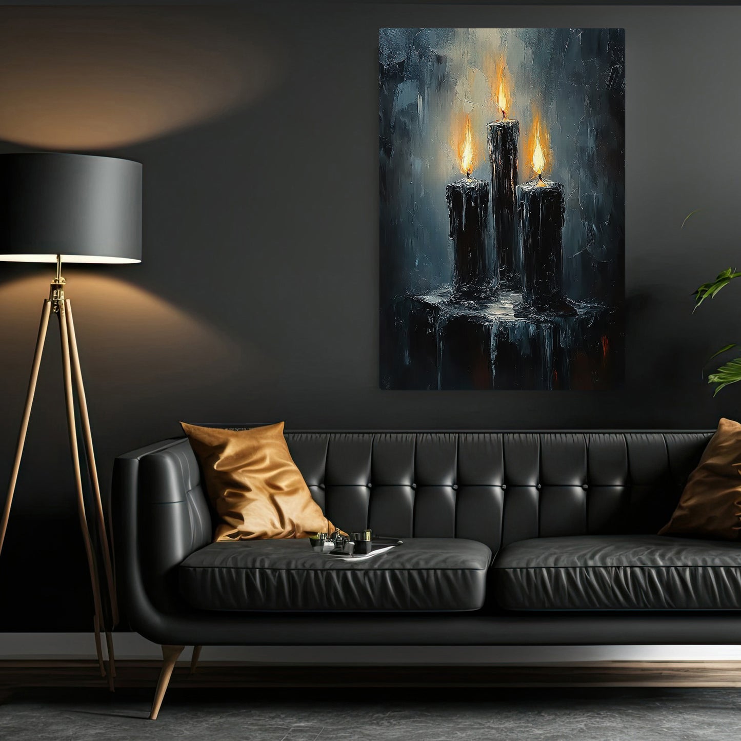 Burning Shadows, Candle Canvas Painting, Spooky Season Wall Art Decor, Halloween Poster Gift