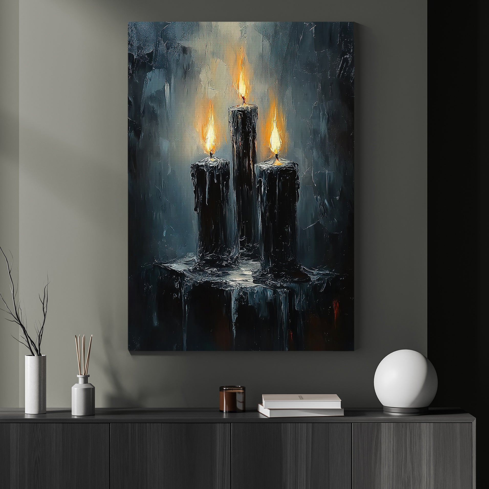 Burning Shadows Candle Canvas Painting Spooky Season Wall Art Decor Burning Shadows Candle Canvas Painting Spooky Season Wall Art Decor
