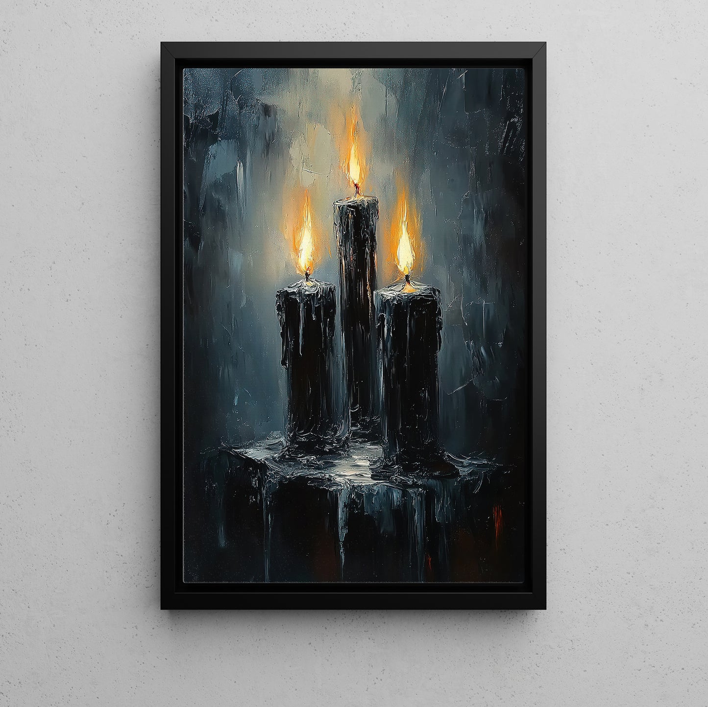 Burning Shadows, Candle Canvas Painting, Spooky Season Wall Art Decor, Halloween Poster Gift