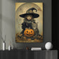 Pumpkin Magic, Witches Canvas Painting, Spooky Season Wall Art Decor, Halloween Poster Gift For Witch Cat Lovers