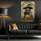 Pumpkin Magic, Witches Canvas Painting, Spooky Season Wall Art Decor, Halloween Poster Gift For Witch Cat Lovers