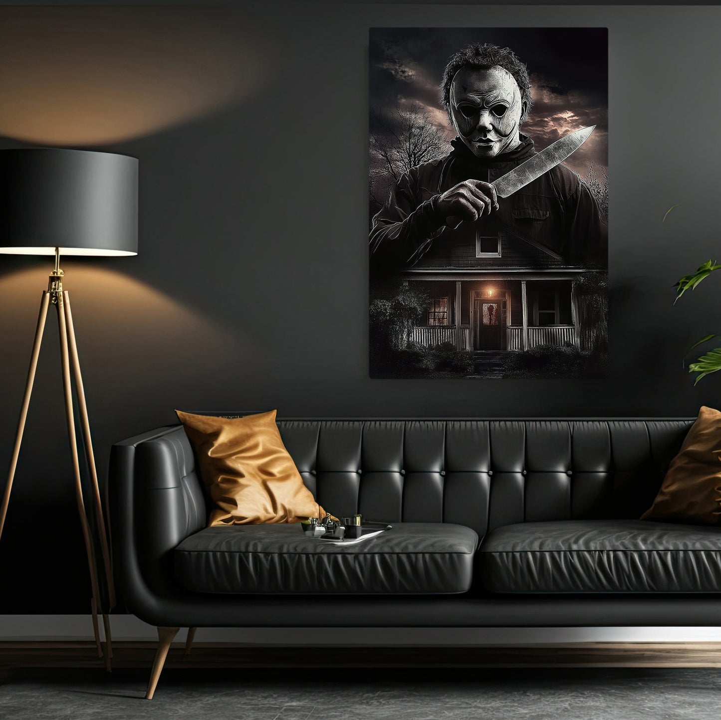 House Of Shadows, Silent Threat Canvas Painting, Spooky Season Wall Art Decor, Halloween Poster Gift For House Lovers