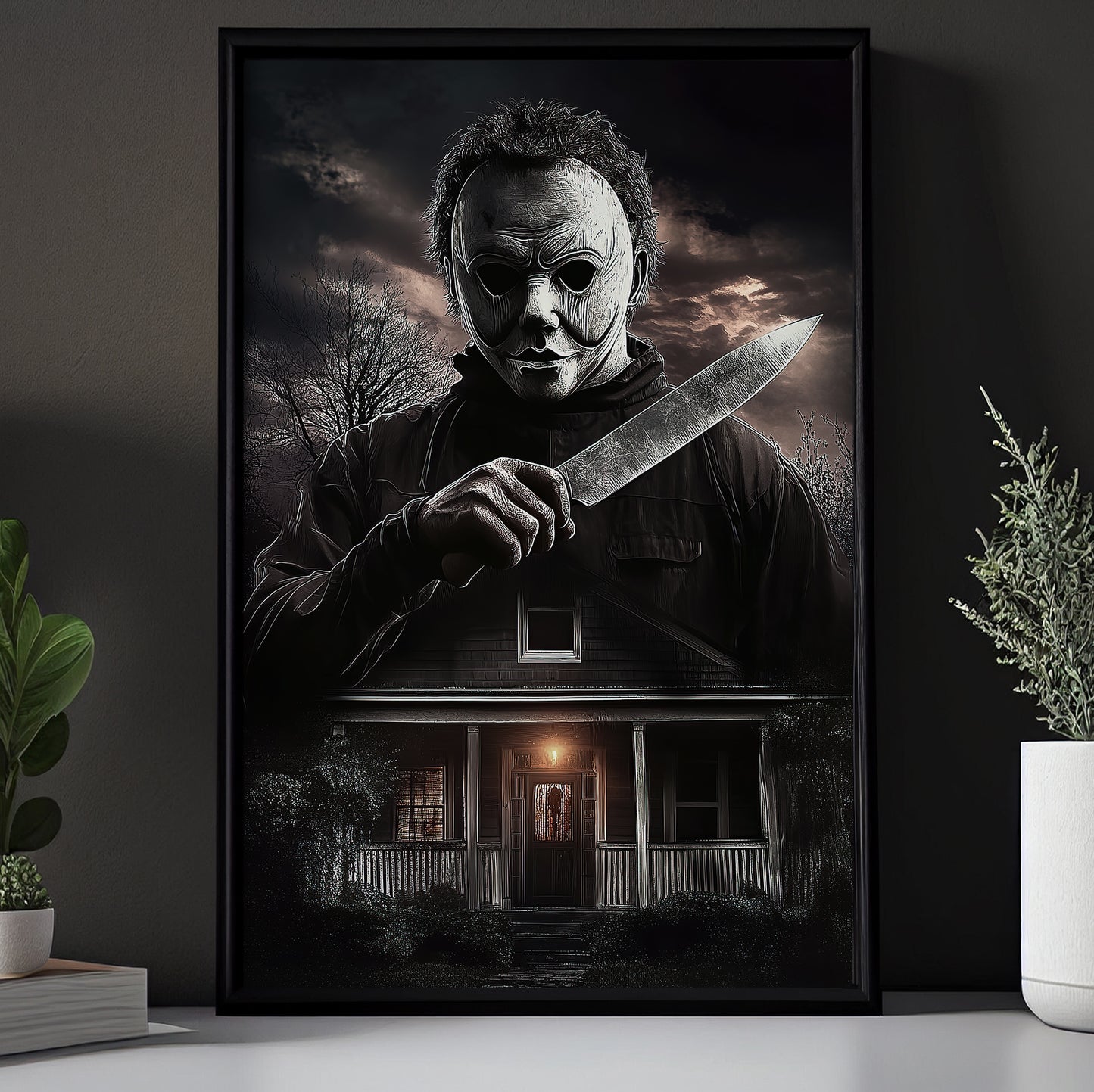 House Of Shadows, Silent Threat Canvas Painting, Spooky Season Wall Art Decor, Halloween Poster Gift For House Lovers