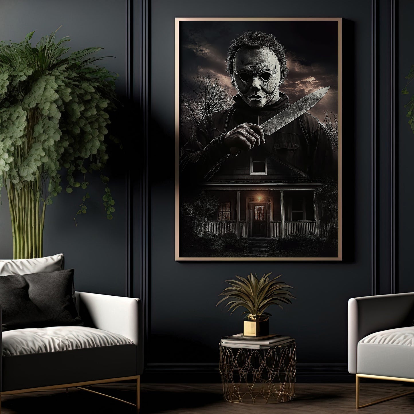 House Of Shadows, Silent Threat Canvas Painting, Spooky Season Wall Art Decor, Halloween Poster Gift For House Lovers