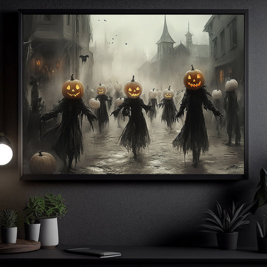 The Pumpkin Reapers, Witch Canvas Painting, Spooky Season Wall Art Decor, Halloween Poster Gift For Witch Lovers