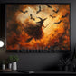 Halloween Witch Flying Canvas Painting, Riding The Wind Of Halloween Night Wall Art Decor, Spooky Season Poster Gift For Witch Lover