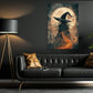 Witch Under The Full Moon, Witch Canvas Painting, Spooky Season Wall Art Decor, Halloween Poster Gift For Witch Lovers