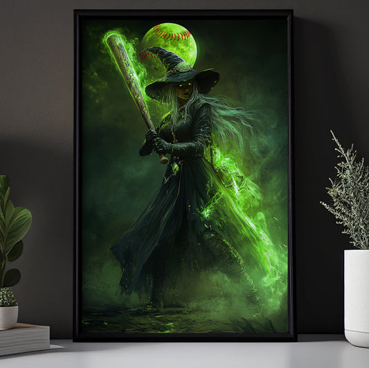 The Witch's Haunted Softball Bat, Softball Canvas Painting, Spooky Season Wall Art Decor, Halloween Poster Gift For Softball Lovers