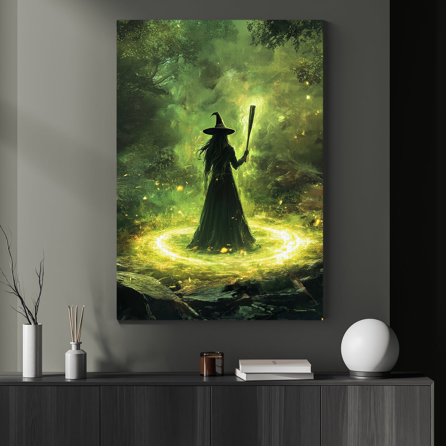 The Witch's Enchanted Softball Ritual, Softball Canvas Painting, Spooky Season Wall Art Decor, Halloween Poster Gift For Softball Lovers