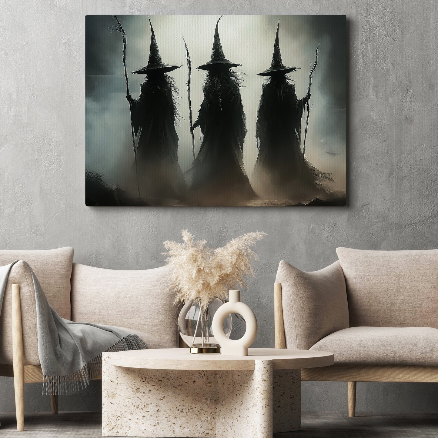 Coven Of Shadows, Witch Canvas Painting, Spooky Season Wall Art Decor, Halloween Poster Gift For Witch Lovers