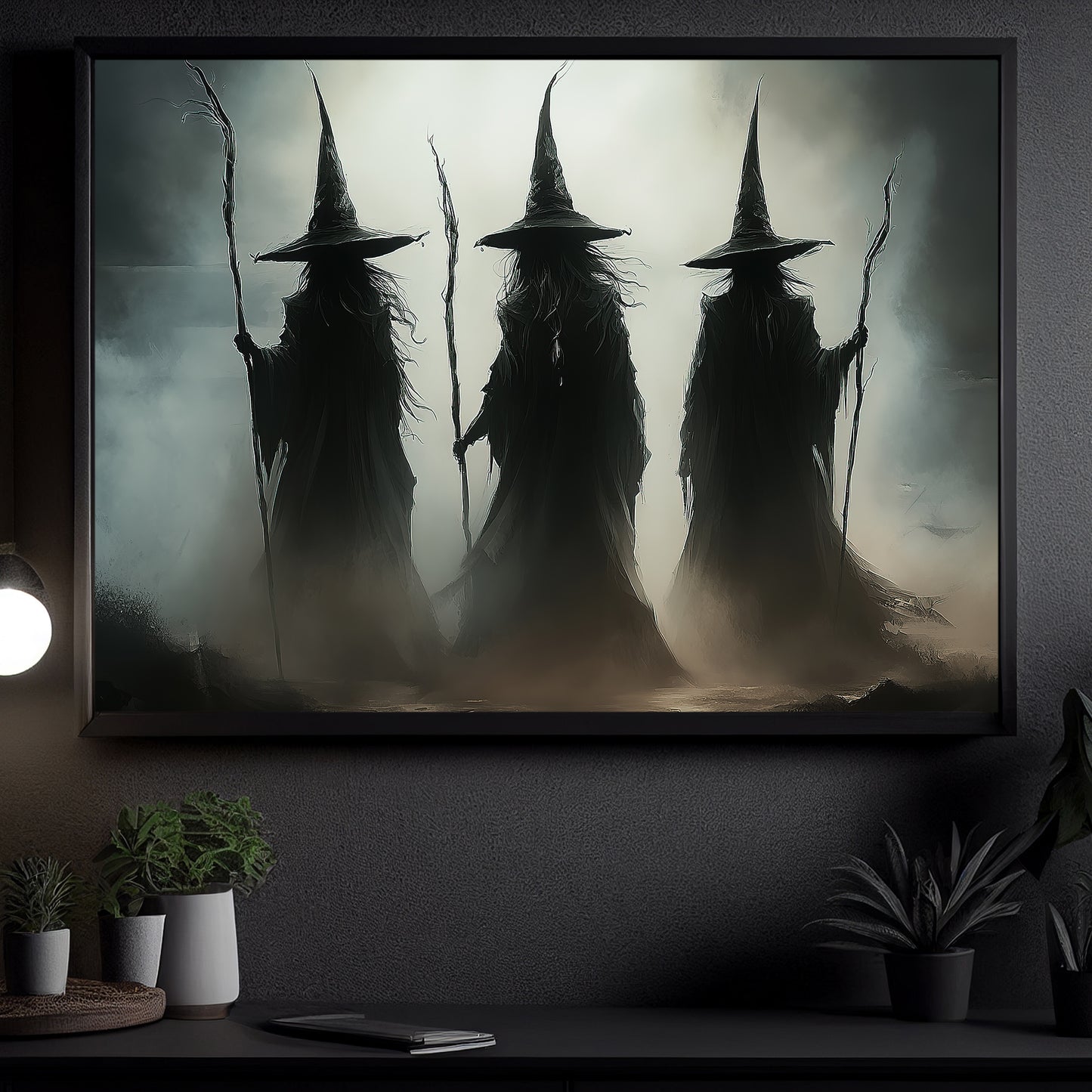 Coven Of Shadows, Witch Canvas Painting, Spooky Season Wall Art Decor, Halloween Poster Gift For Witch Lovers