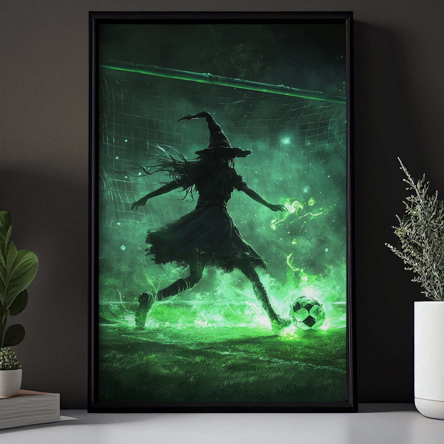 Cursed Corner Kick, Soccer Witch Canvas Painting, Spooky Season Wall Art Decor, Halloween Poster Gift For Soccer Lovers